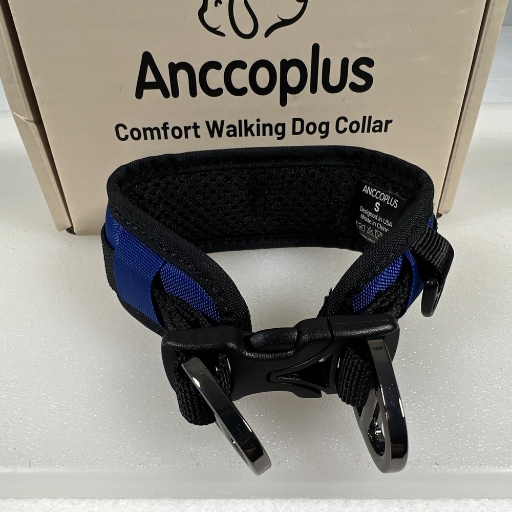 Anccoplus Comfort Walking Dog Collar Small Blue NEW Padded Mesh Heavy Duty - Picture 2 of 7